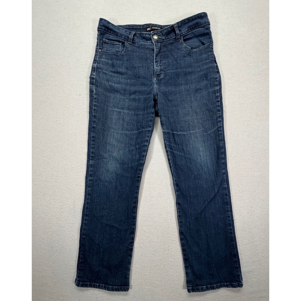 Lee Womens Jeans Classic Fit Blue Dark‎ Wash Straight Leg Petite 12P